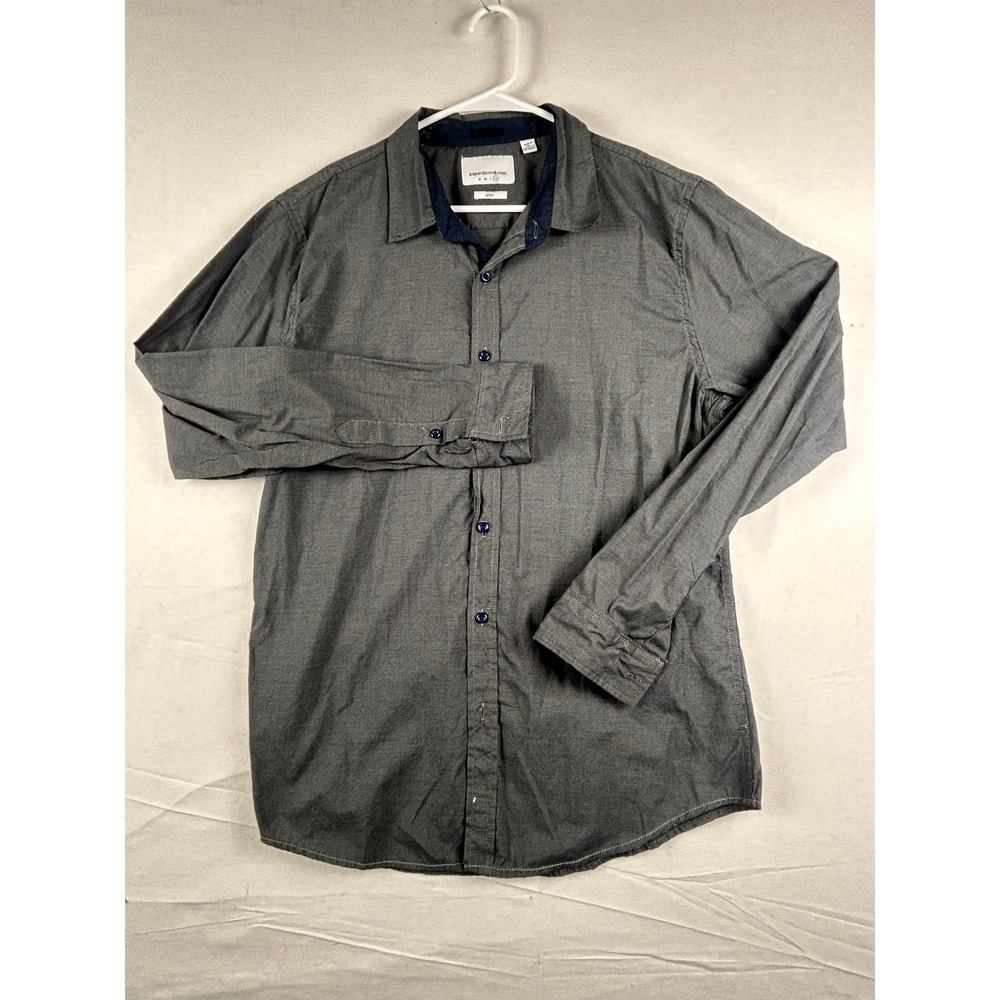 Paper Denim & Cloth Mens XL Slim Fit Gray Long Sleeve Button Down Shirt DW918T